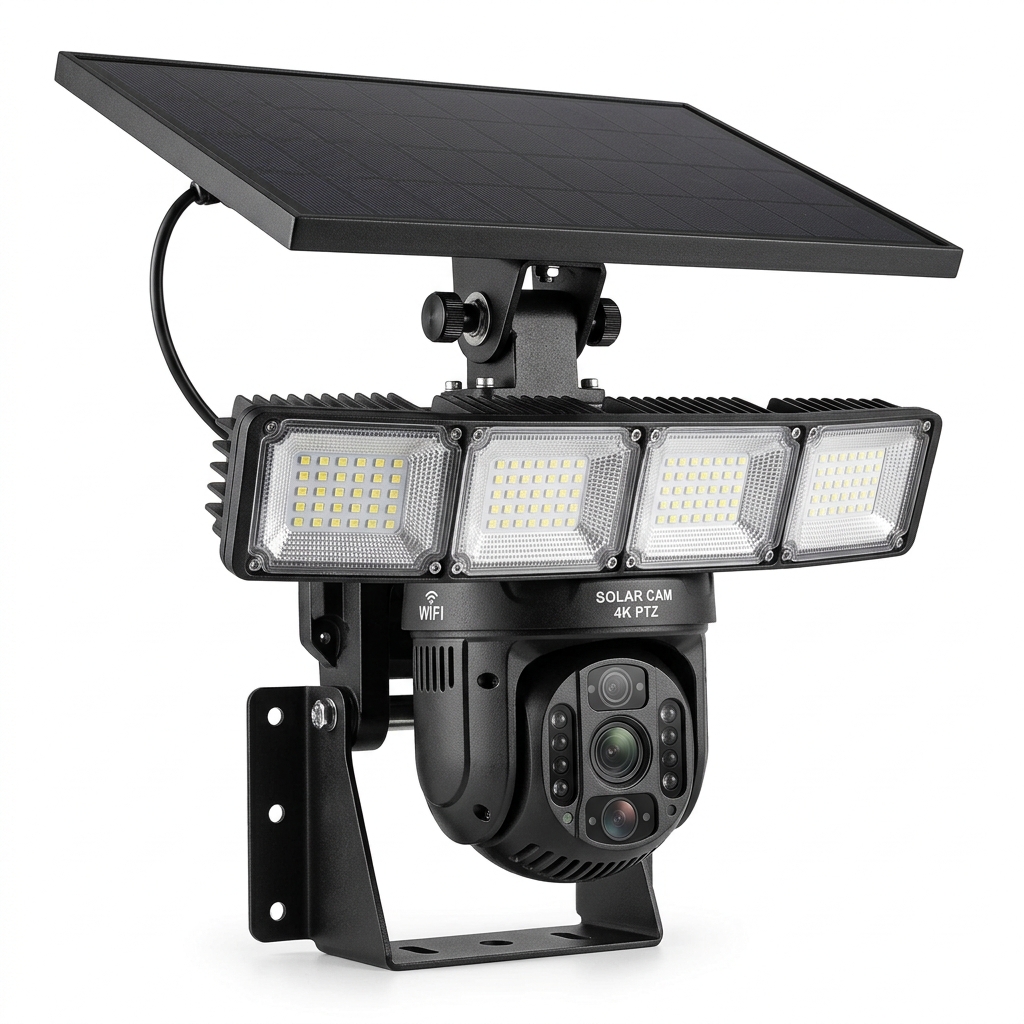 V380 Solar Floodlight + 3-Lens 4K
